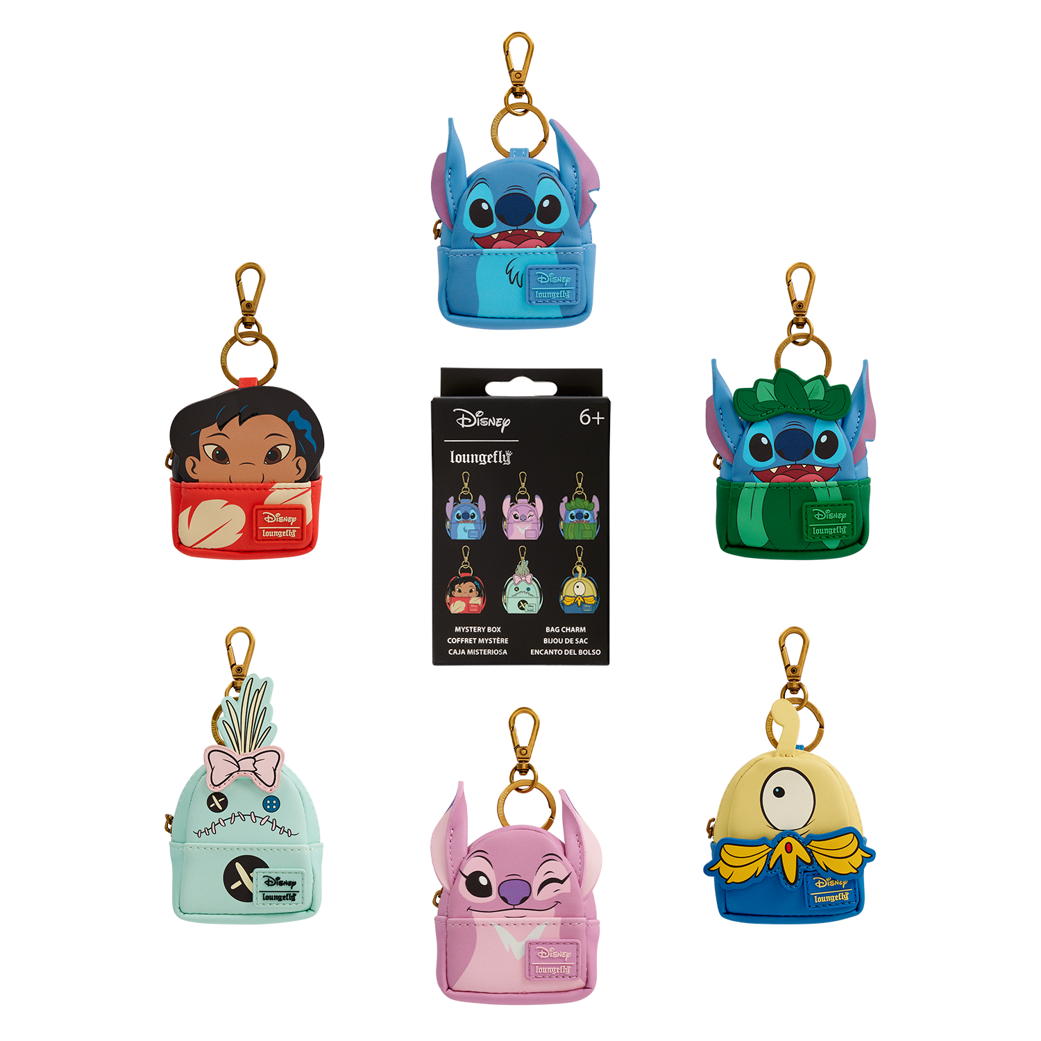 Loungefly Multicolor Lilo & Stitch Cosplay Mystery Mini Backpack Keychain Charm